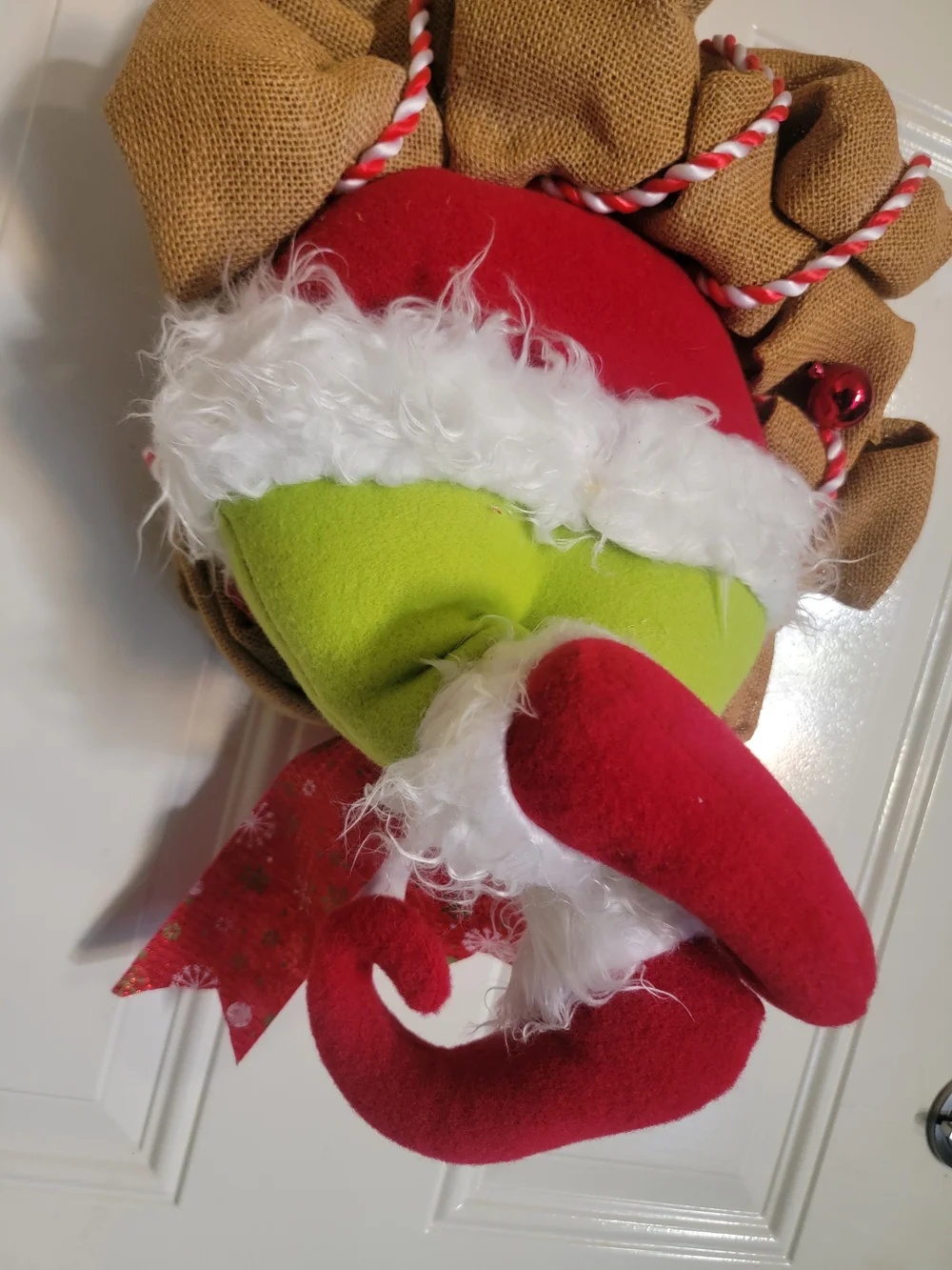 Holiday Grinch-Inspired Door Hanger - Red & Lime Green